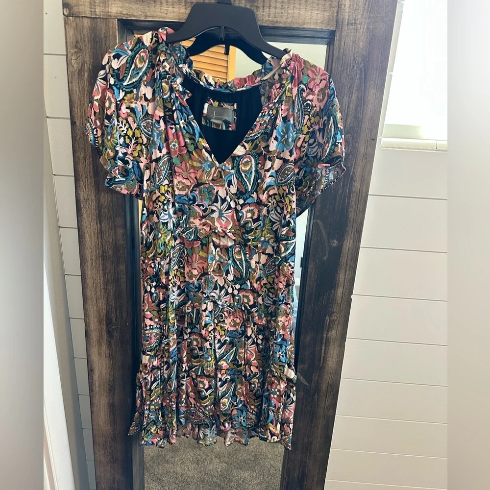 Anthropologie Boho Floral Dress Flowy Midi Cottagecore Festival Size S
